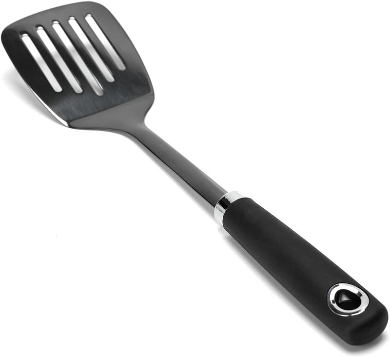 JXWING Brushed Slotted Stainless Steel Turner, Metal Spatulas for kitchen Use, Non-Slip Slotted Turner with Ergonomic Handle, Heavy Duty Cooking Utensils for Flipping Grilling Fish Eggs - Image 1